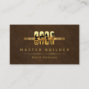 Elegant Brown Grunge Guld Verktyg, flik Visitkort