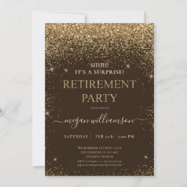 Elegant Brown Guld Glitter Pension Party Inbjudningar