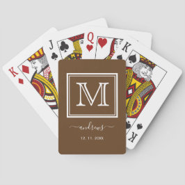 Elegant Brown Guld Monogram Snyggt Namn Casinokort