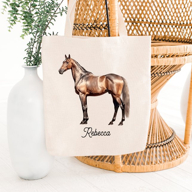 Elegant Brown Horse Equestrian Anpassningsbar skri Tygkasse (Skapare uppladdad)