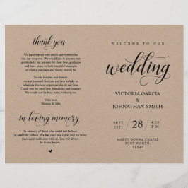 Elegant Brown Kraft, Wed Ceremony Folable Program