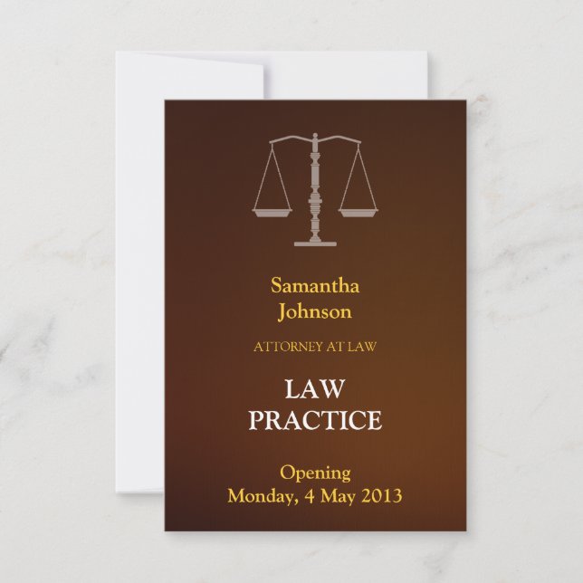 Elegant Brown Law Practice Open Notice Inbjudningar (Framsida)