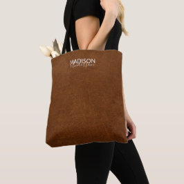 Elegant Brown Leather Struktur titta på ditt namn Tygkasse