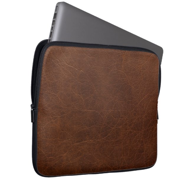 Elegant Brown Leather Texture Laptop Fodral (Framsidan Höger)