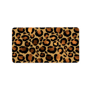 Elegant Brown Leopard Spots Vild Animal Glam Adressetikett