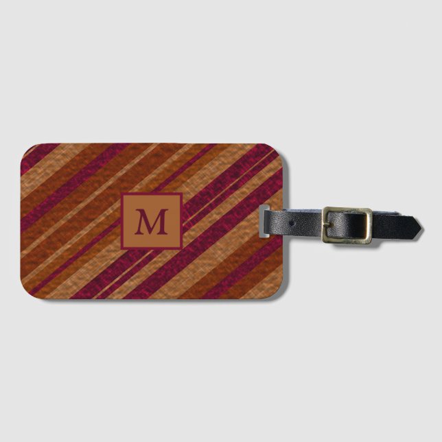 Elegant Brown & Lila Monogram resning med bagage Bagagebricka (Framsida horisontal)
