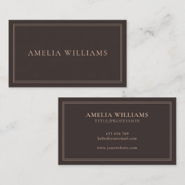 Elegant Brown Minimalist Professional Visitkort