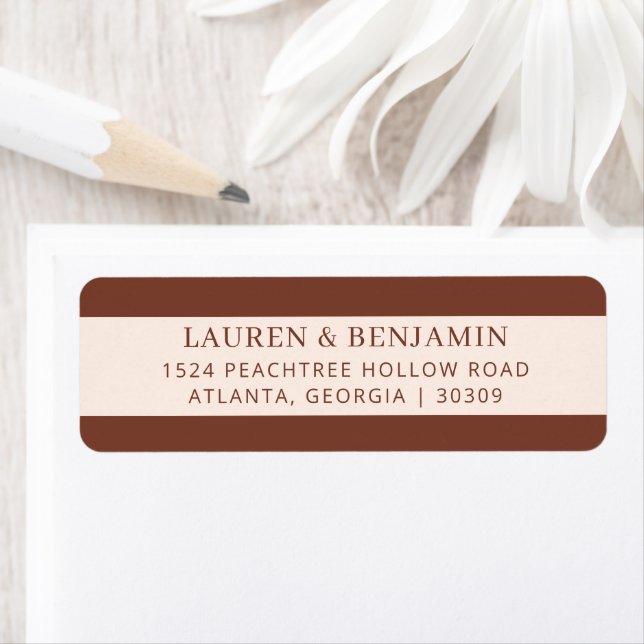 Elegant Brown Minimalist Returadress Etikett (Insitu)