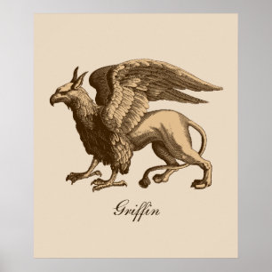 Elegant Brown och Beige Griffin - Legendary Beast Poster