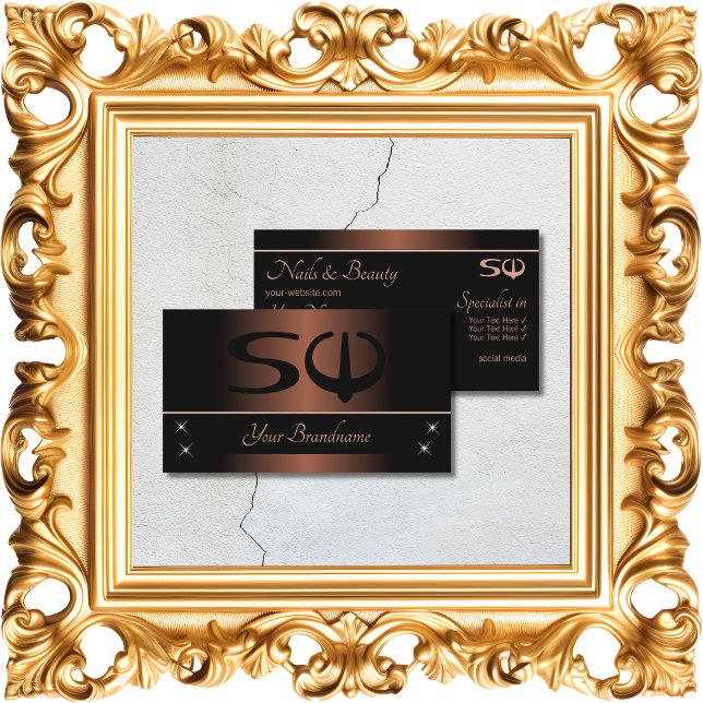 Elegant Brown och Black med Initialer Professionel Visitkort (Skapare uppladdad)