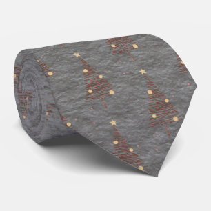 Elegant Brown och Grönt Julgranar Steel Grått Slips