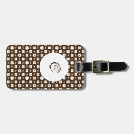 Elegant Brown och White Checkated Mönster Bagagebricka