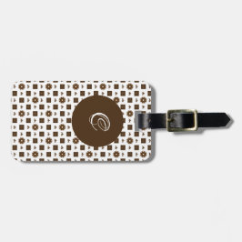 Elegant Brown och White Checkated Mönster Bagagebricka