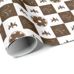 Elegant Brown och White Checkated Mönster Presentpapper