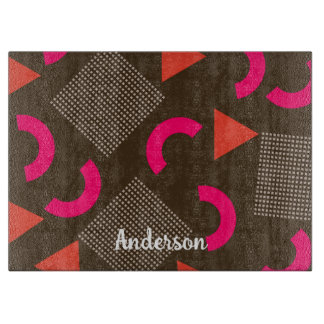 Elegant Brown Orange Geometric Personalized Name 