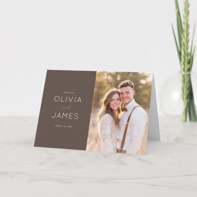 Elegant Brown Romantic Photography Tack Kort (Framsida)