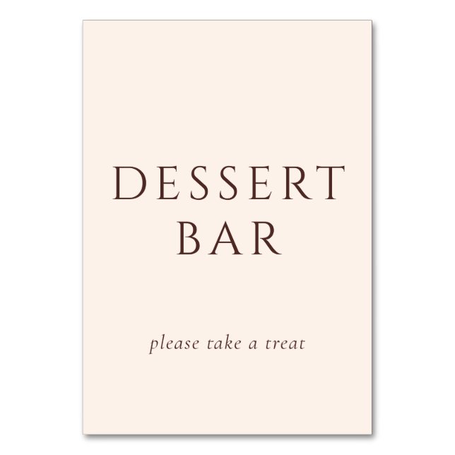 Elegant Brown Script Dessert Bar Bordsnummer (Framsidan)