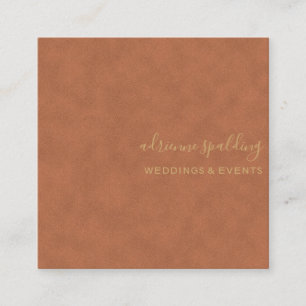 Elegant Brown Suede Leather Struktur Professionell Fyrkantigt Visitkort