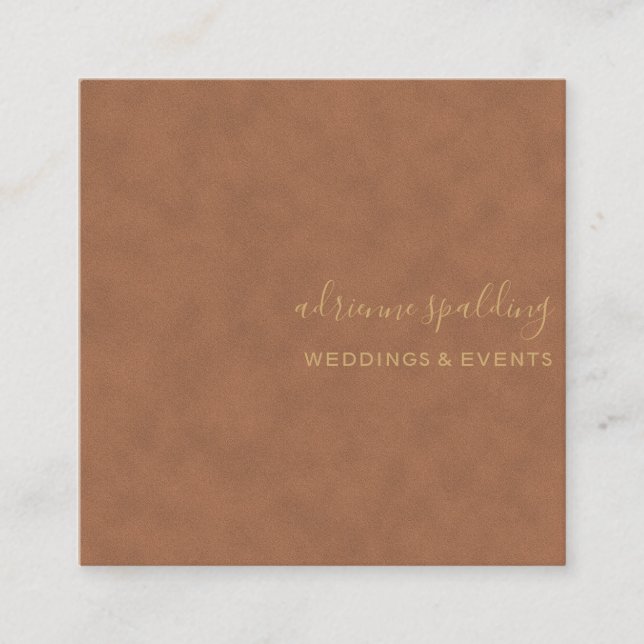 Elegant Brown Suede Leather Struktur Professionell Fyrkantigt Visitkort (Framsida)