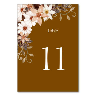 Elegant Brown Table Number Card Bordsnummer