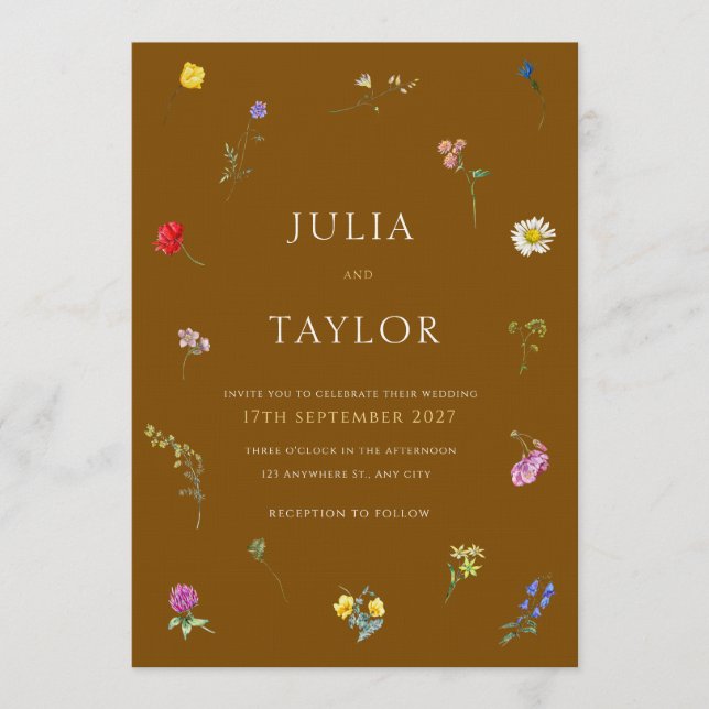 Elegant Brown Wedding Invitation Inbjudningar (Framsida)