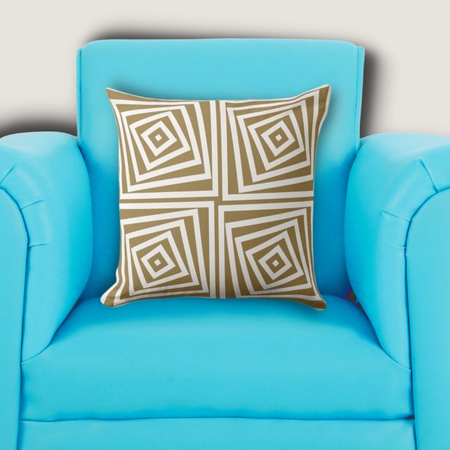 Elegant Brown & White Box Spiral Kudde (Elegant Brown & White Box Spiral Throw Pillow)