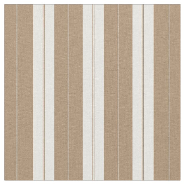 Elegant Brown White Fransk Ticking Rand Tyg (Närbild)