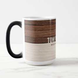 Elegant Brown Wood Struktur Modern Stil Monogram Magisk Mugg