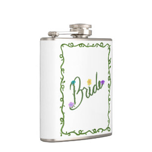 Elegant Brud Blommiga Vinrankor Fickplunta