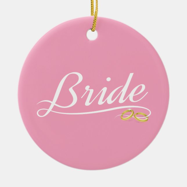 Elegant Brud Bröllop Kalligrafi Keramik Ornament (Framsidan)