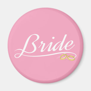 Elegant Brud Bröllopskalligrafi Kylskåpsmagnet