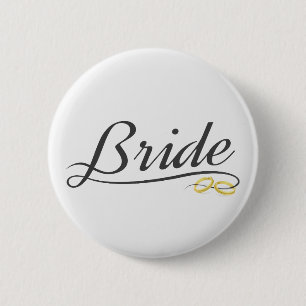 Elegant Brud Bröllopskalligrafi Pin Knapp