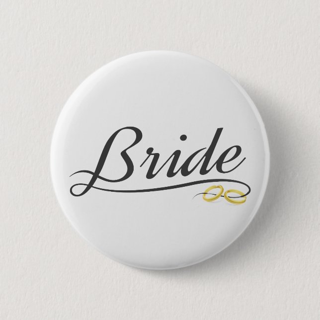 Elegant Brud Bröllopskalligrafi | Pin Knapp (Framsida)