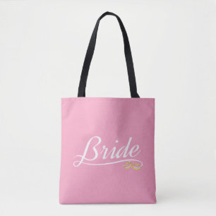 Elegant Brud Bröllopskalligrafi Tote Bag Tygkasse