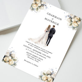 Elegant Brud & Brudgum Clip art Bröllop Inbjudningar