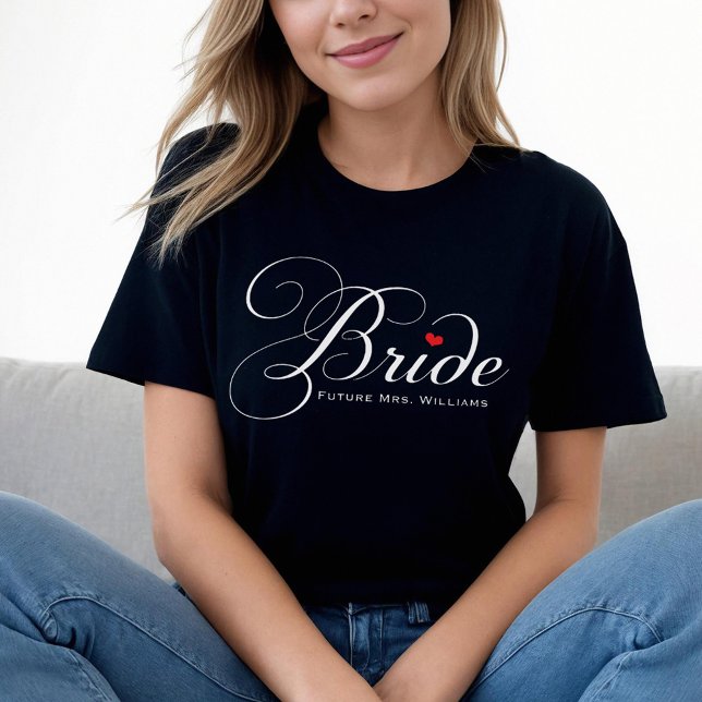 Elegant Brud Future Mrs Svart Dam T Shirt (Skapare uppladdad)