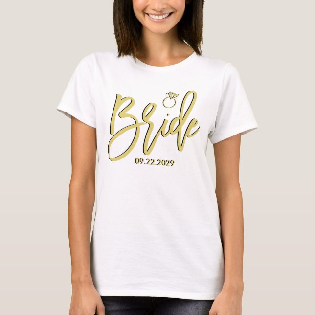 Elegant Brud Ö Citrus Gul Grön Script T Shirt (Framsida)