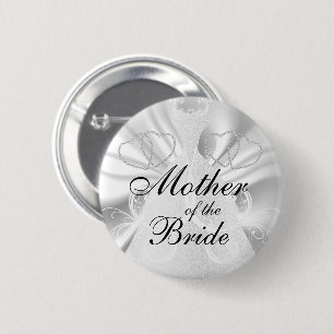 Elegant Brudens sida White Faux Satin Knapp