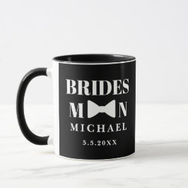 elegant brudgum bröllop svart vit båge chic mugg