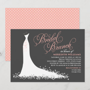 Elegant brudklänning i pastellrosa bröllopsbrunch inbjudningar