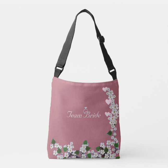 Elegant Brudlag Blommor på Roséguld Axelväska (Framsida)
