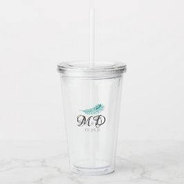 Elegant brudpar Palmblad årsdag Take Away Mugg