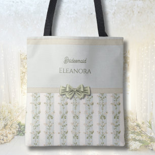 Elegant brudtärna blommiga ränder Coquette-smycke Tygkasse