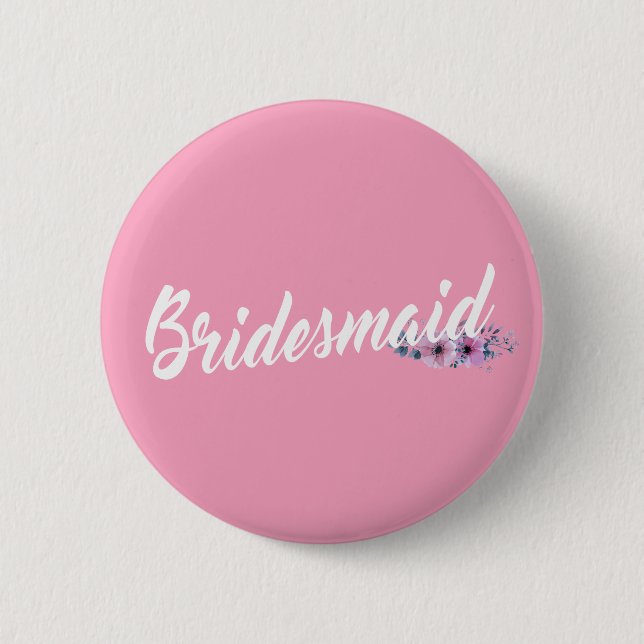 Elegant Brudtärna Bröllop Kalligrafi Pin Knapp (Framsida)