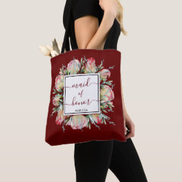 Elegant Brudtärna Burgundy Bröllopspresent Tygkasse