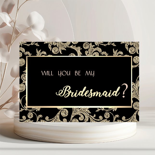 Elegant brudtärna-kort med guldglitter virvlar inbjudningar (Skapare uppladdad)
