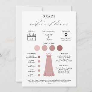 Elegant Brudtärna Matron of Honor Informationskort Inbjudningar