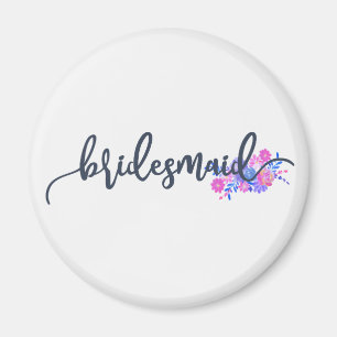 Elegant brudtärna vigsel kalligrafi magnet