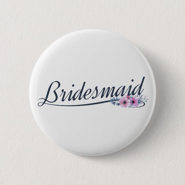 Elegant brudtärna vigsel kalligrafi pin knapp (Framsida)