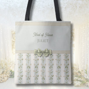 Elegant Brudtjänare Blommiga Ränder Coquette Sling Tygkasse